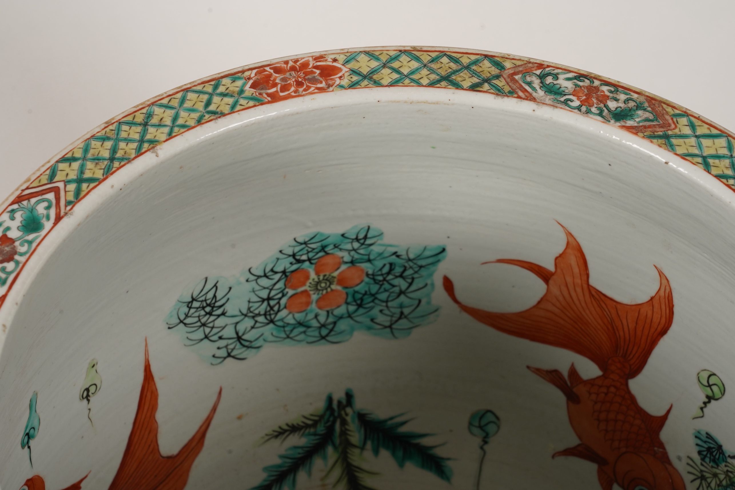 A good pair of large Chinese famille rose fish bowls, 19th century